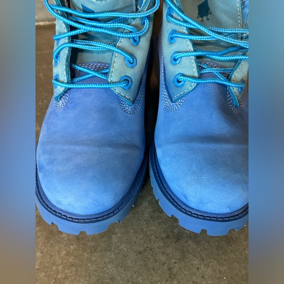 Timberland X SpongeBob SquarePants Nubuck Blue Leather Boots Boys 3 W 4.5 - Picture 7 of 13